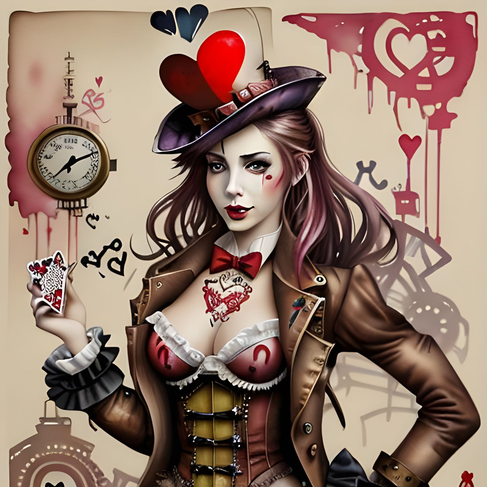 Steampunk Queen of Hearts in Wonderland Style