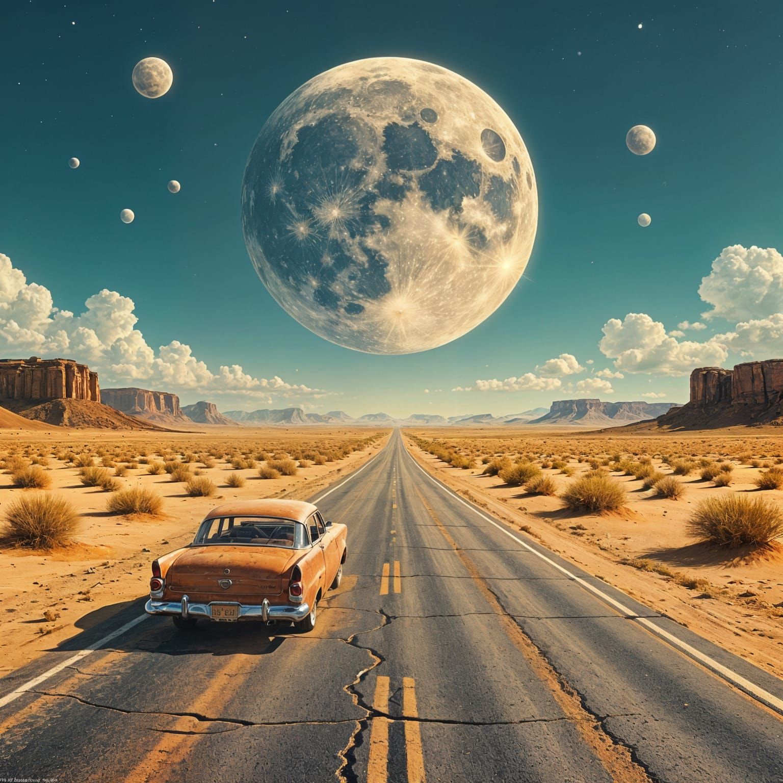 Alien Wasteland Highway Under Shattered Moon