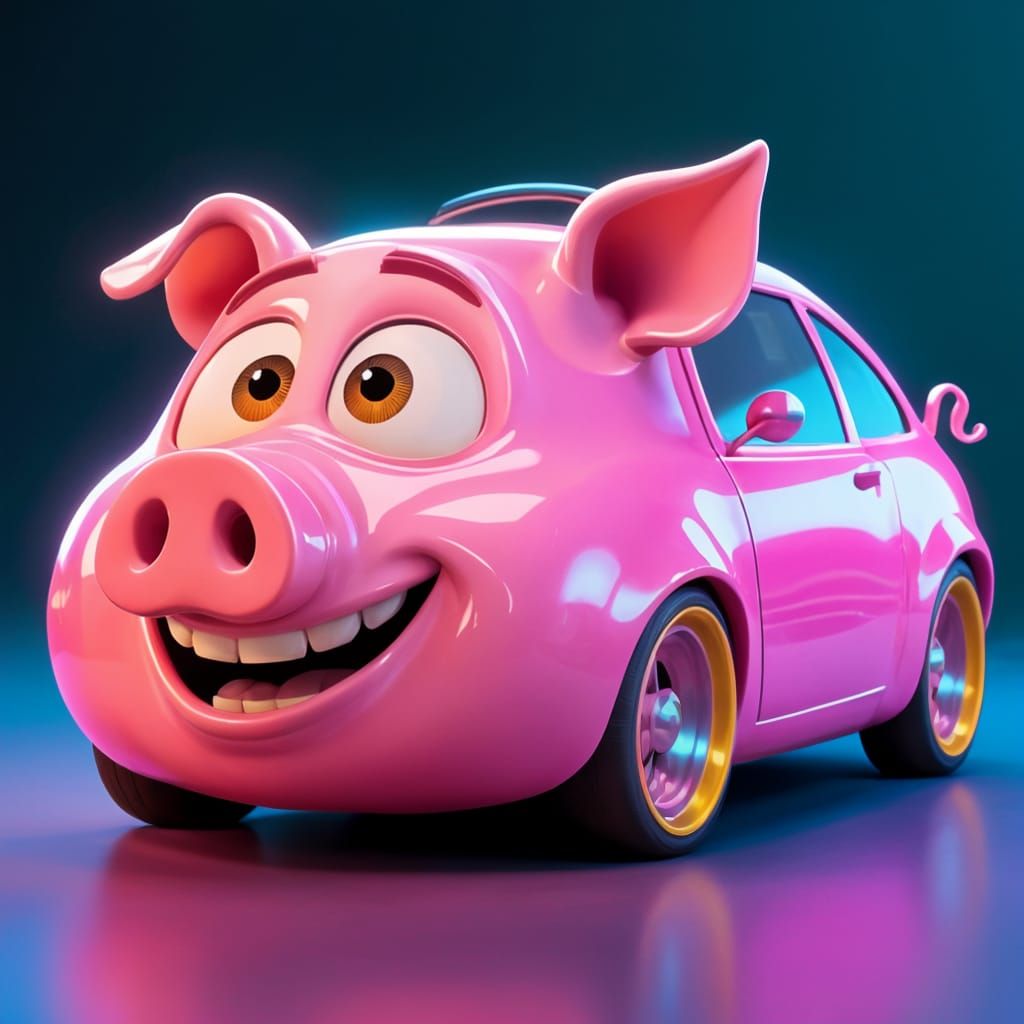 Pig-Shaped Car with Whimsical Design
