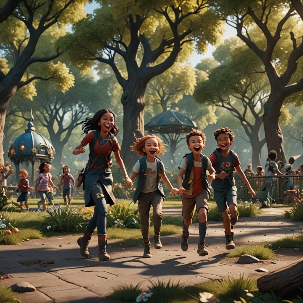 Parents and Kids Enjoying a Fun Park Day