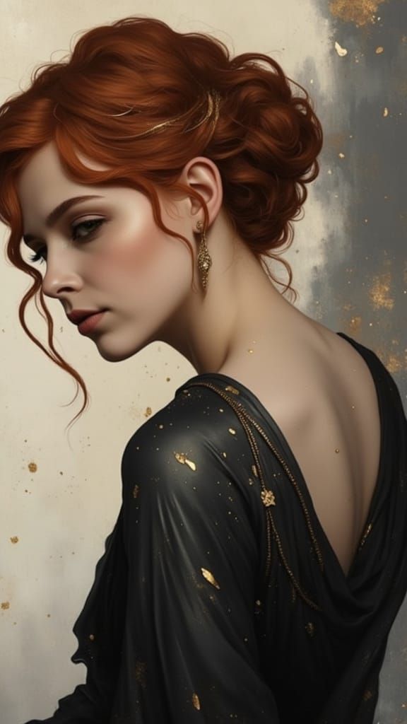 Vintage Fantasy Portrait of a Woman in Emerald Green Eyes