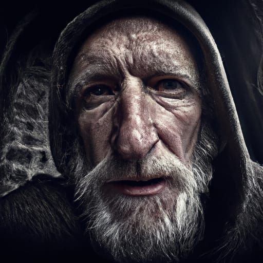 Detailed Portrait of Medieval Man in Ambient Light