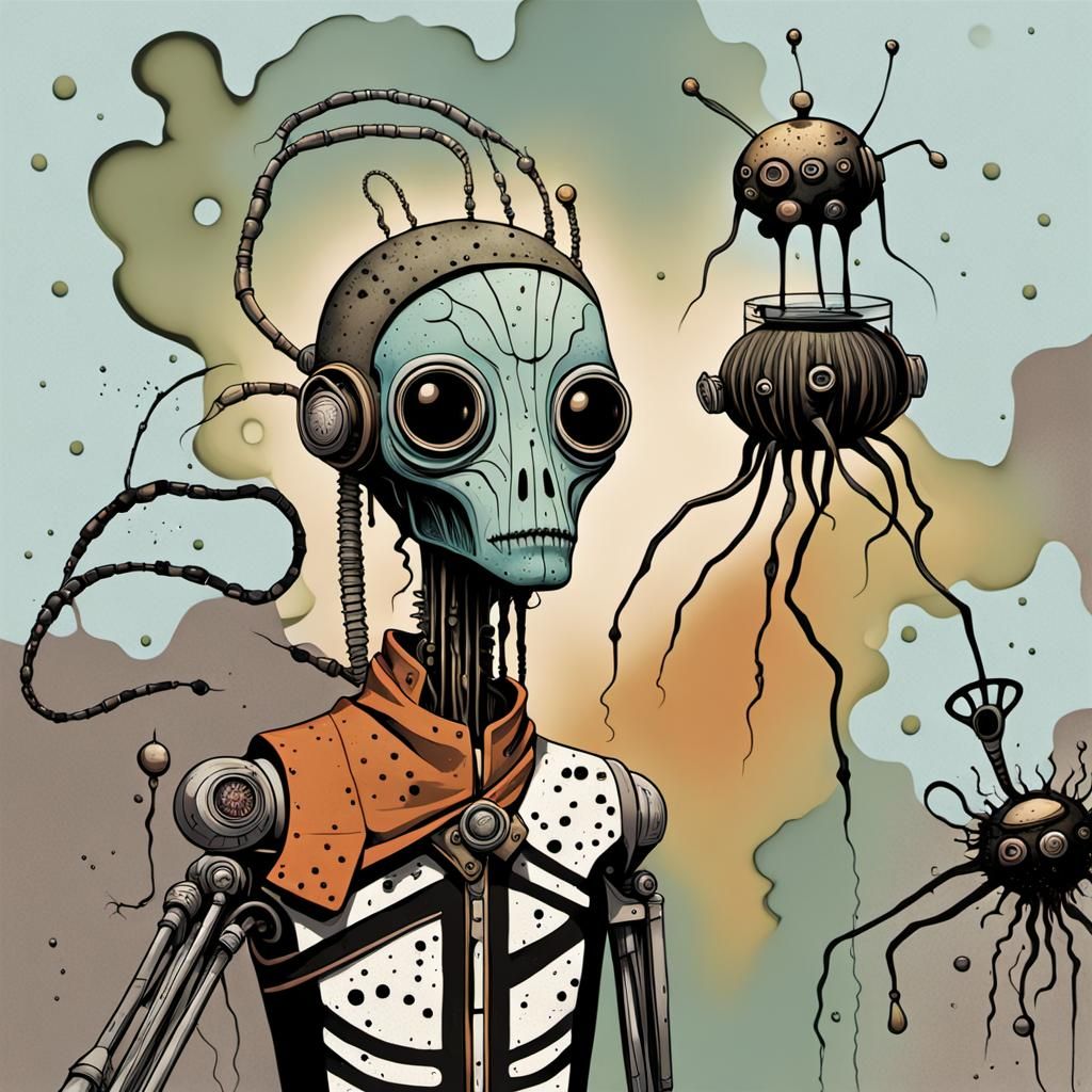 Abstract Alien Race Living in Hot Mud