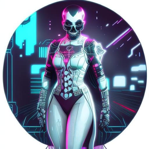 Cyberpunk Skull Portrait with Luminescent Details