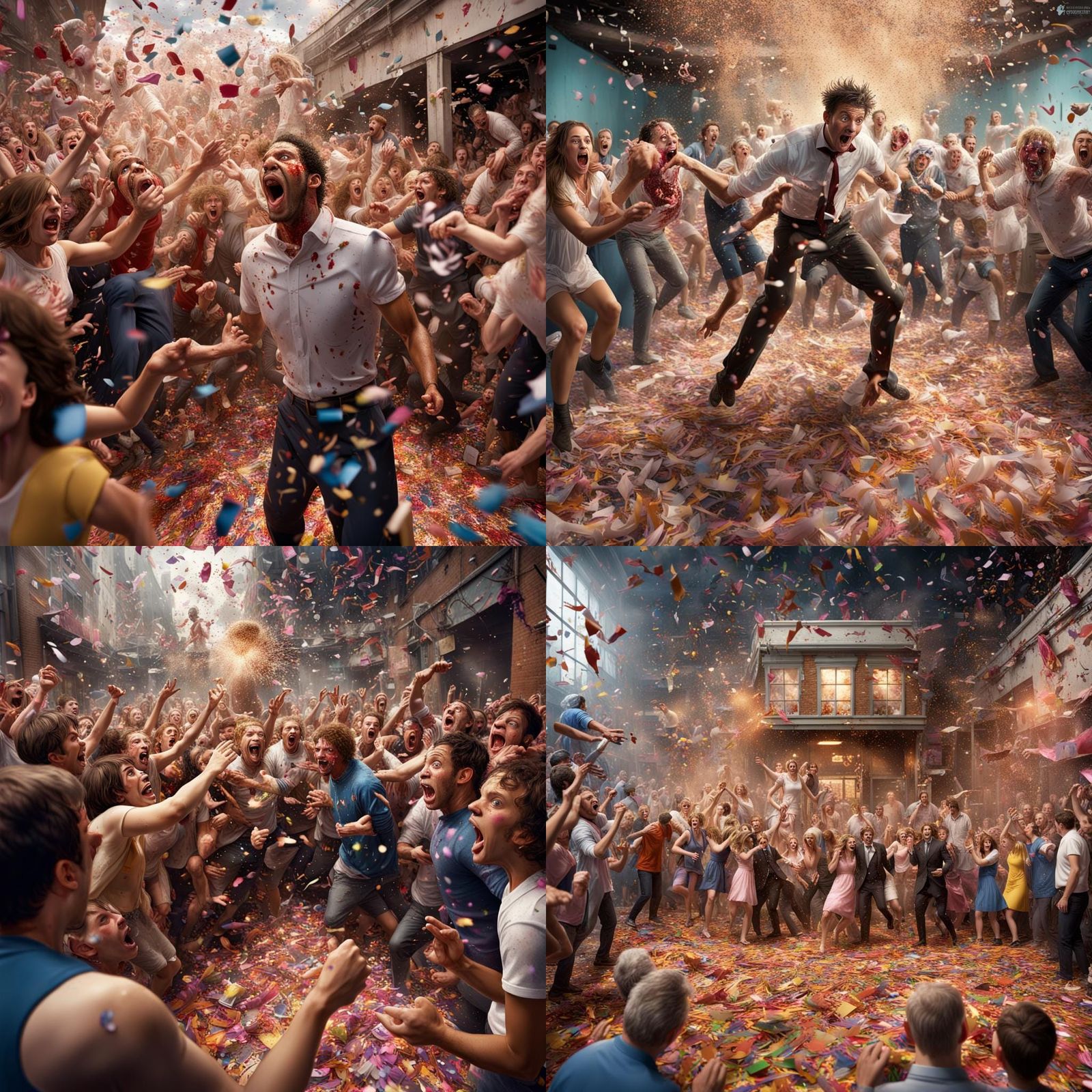 Confetti Factory Brawl: A Pandemonium in Photographic Realis...