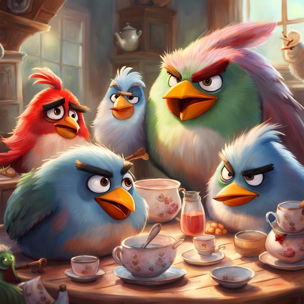 Angry Birds' Tea Party in Storybook Style