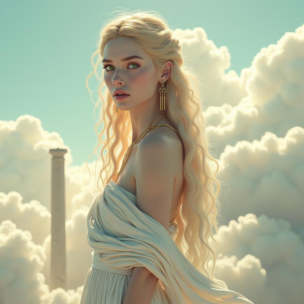Greek Goddess Portrait in Hyperrealistic Fantasy Art Style