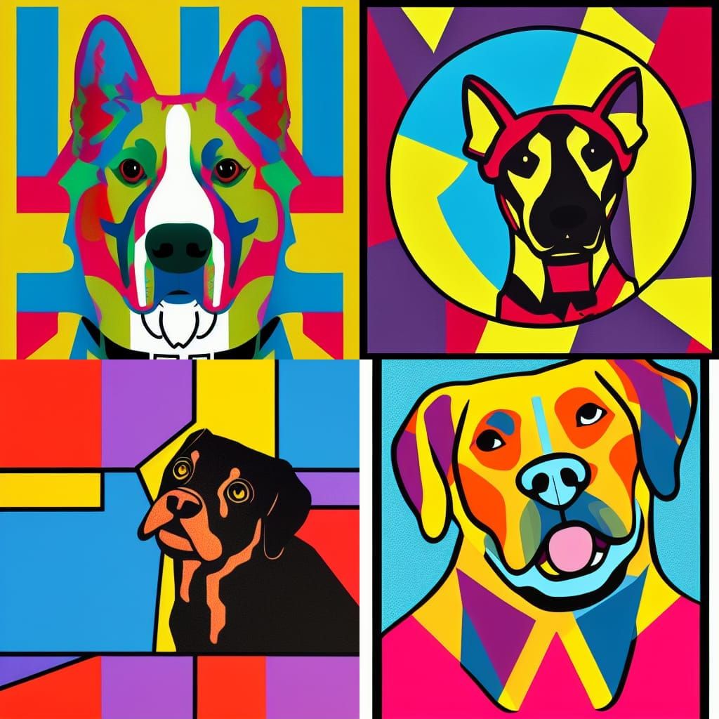Pop Art Dog Portrait in Digital Screen Print