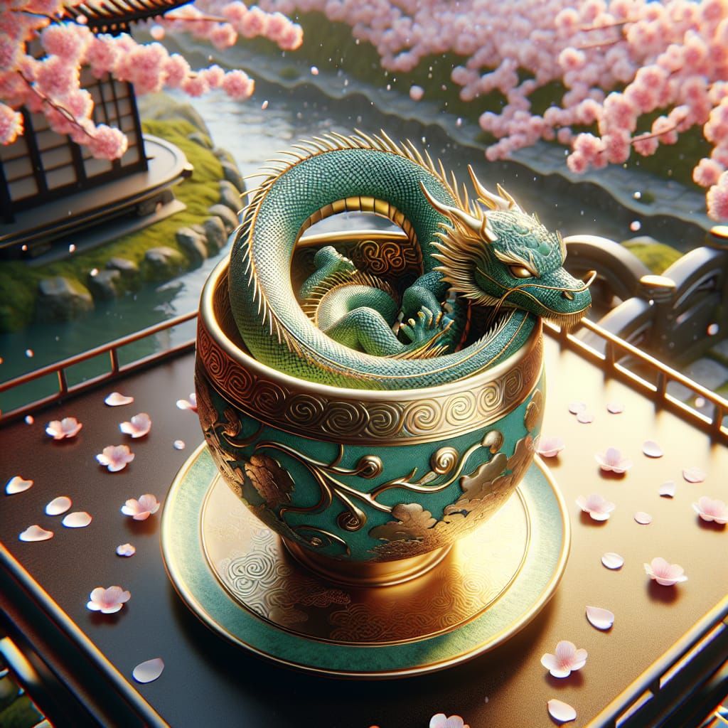 Sleeping Jade Dragon in Teacup Zen Garden