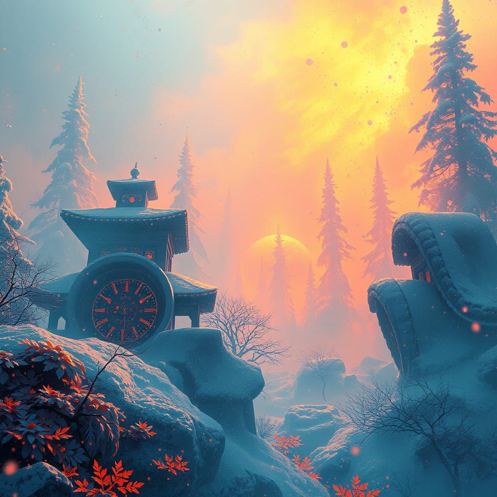 Dynamic Lighting Concept Art in Orange and Teal