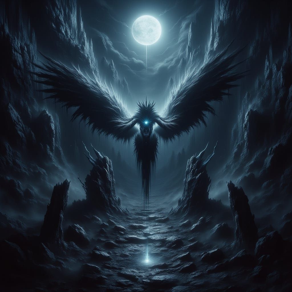 Fallen Angels in a Dark Landscape: AI Art