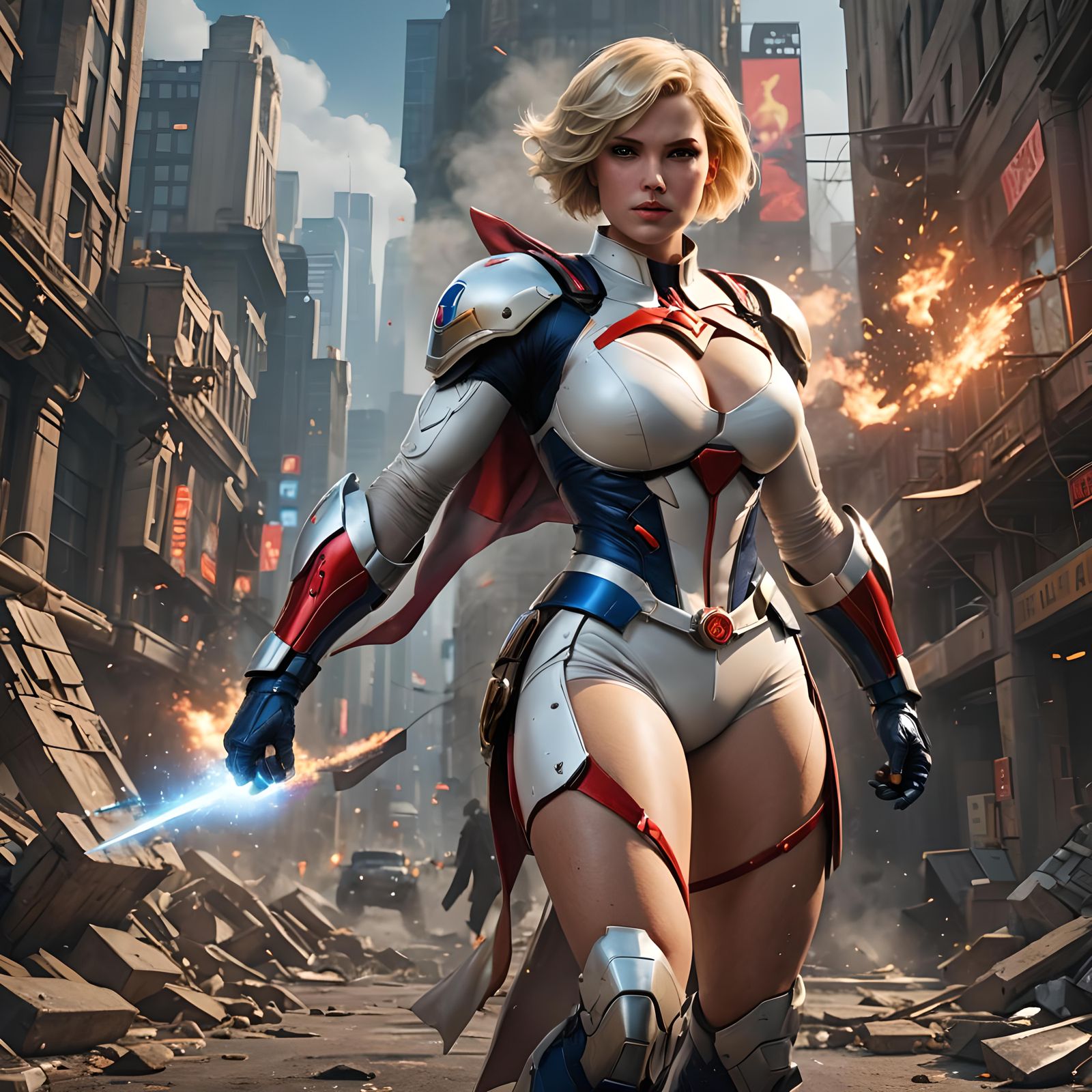 Confident Power Girl: Detailed Matte Painting in 8K