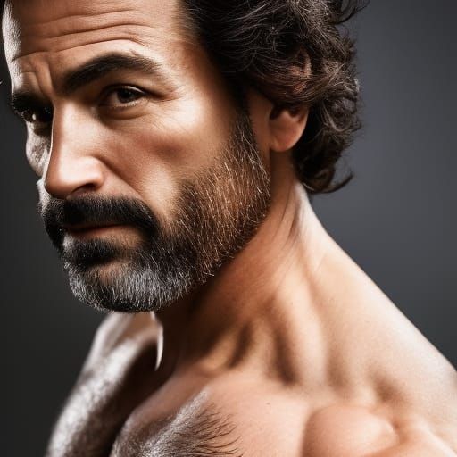 Striking Portrait of Middle-Aged Man in Photorealism Style