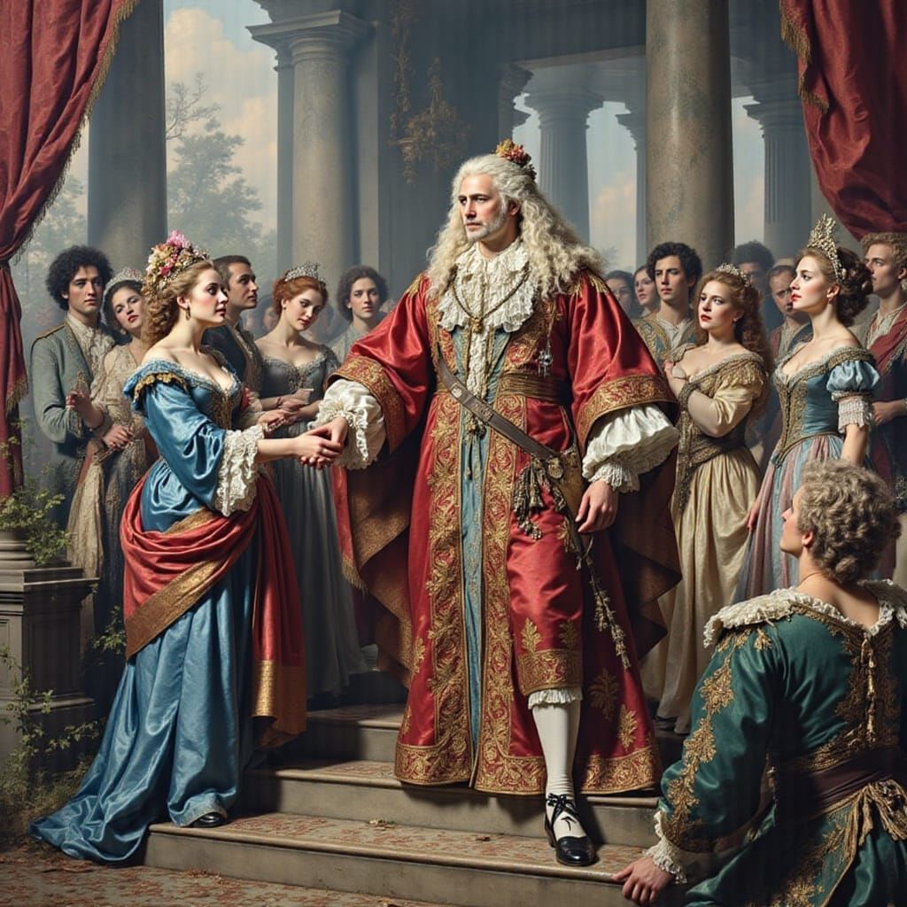King Takes His Chosen Bride in a Rococo-Inspired Portrait