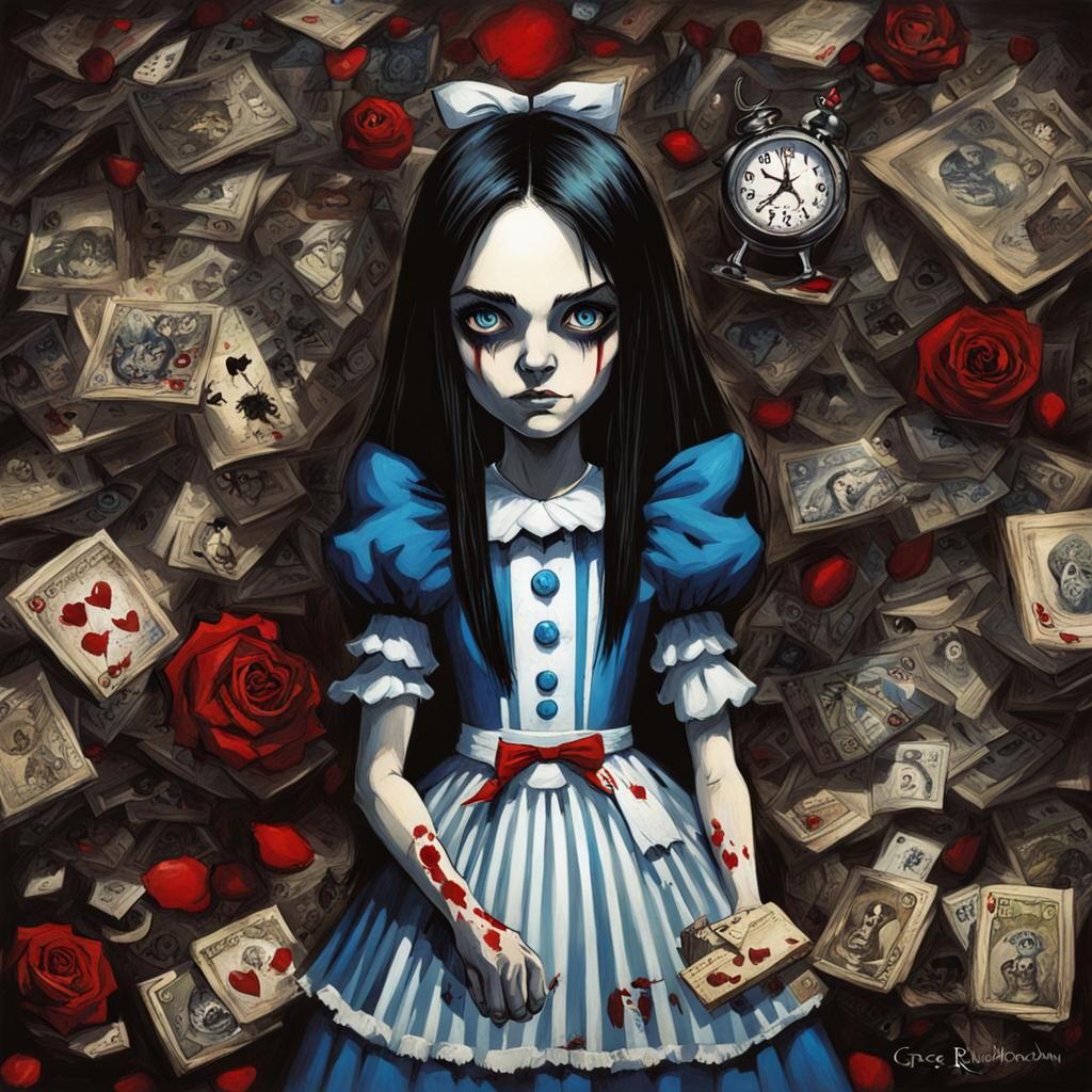 Sinister Alice in Wonderland, Dark Fantasy Art
