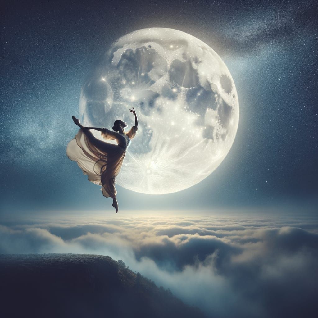 Ethereal Middle Eastern Acrobat Soars Under the Moonlit Edge...
