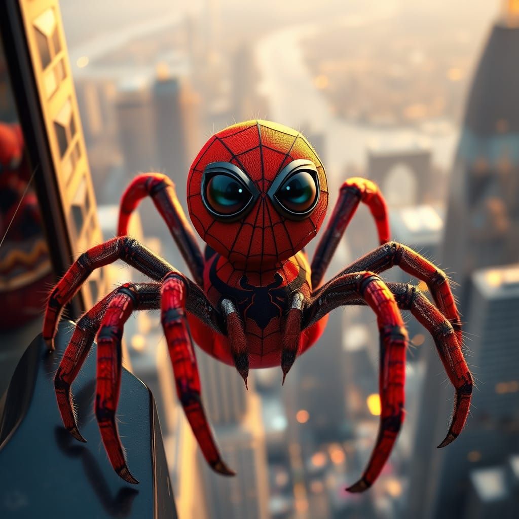 A spider disguised as Spiderman.