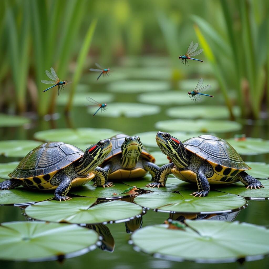 Turtles Sing to Dragonflies in Swamp