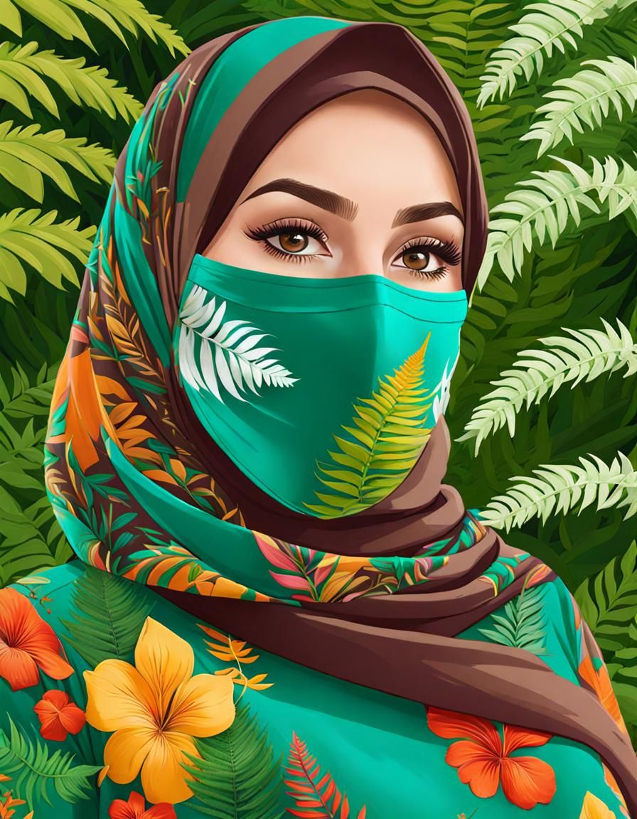 Beautiful Hijabi Woman in Gardens of Color and Life
