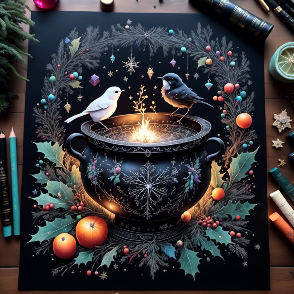 Wren and Mistletoe Cauldron Diagram