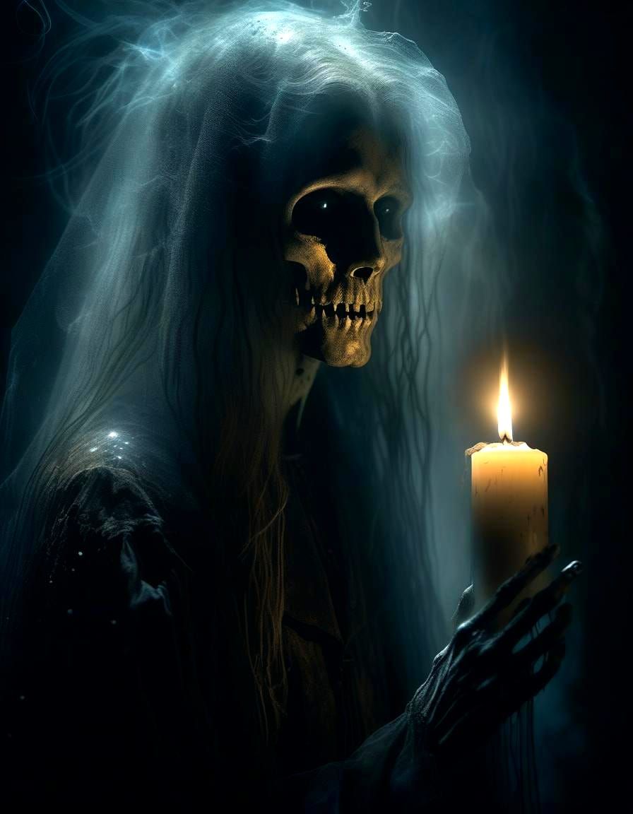 Eerie Ghost Portrait in Haunted House