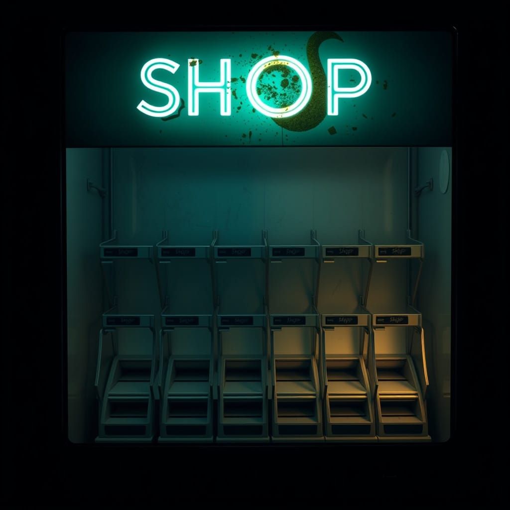 Cinematic American Motel Vending Machine in a Forgotten Era