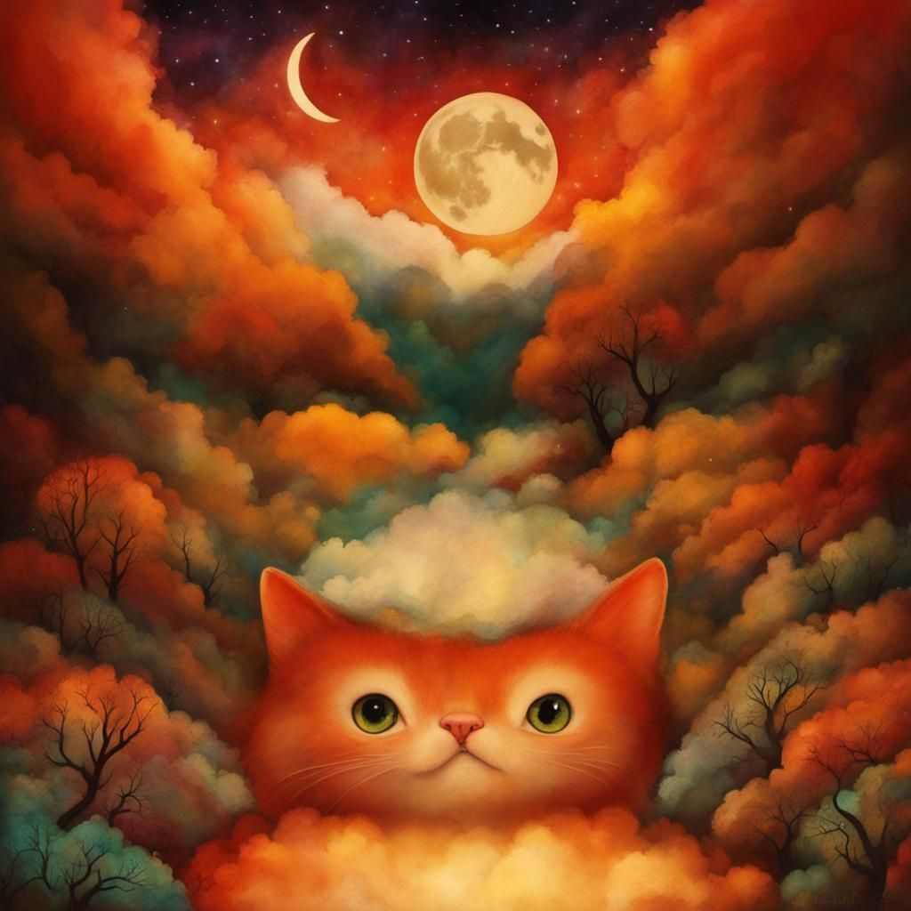 Mythological Dreamscape in Acrylic Ink with Double Exposure