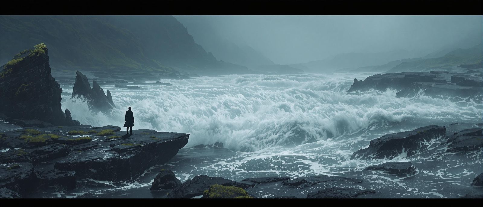 Ethereal River Landscape in a Haunting Hyperrealistic Style