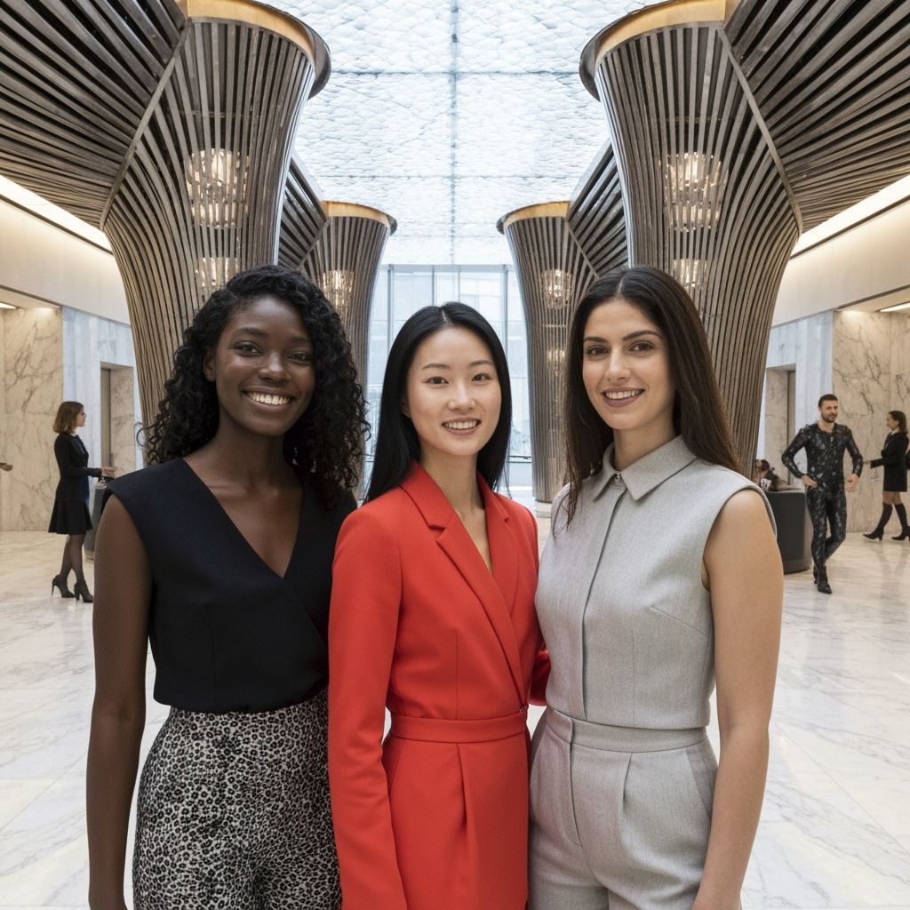 Diverse Women in Futuristic Chitin-Inspired Office
