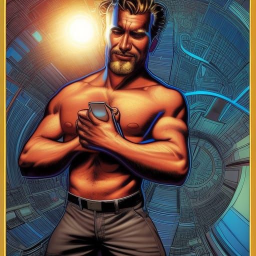 Latino Engineer in Comic Book Style