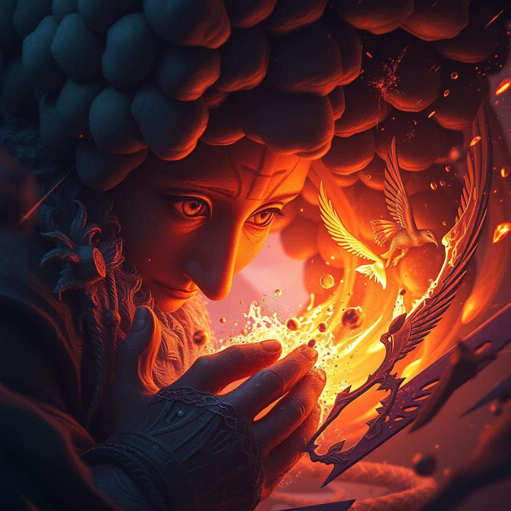 Emotional Crisis Revealed in Deep Color Fantasy Art