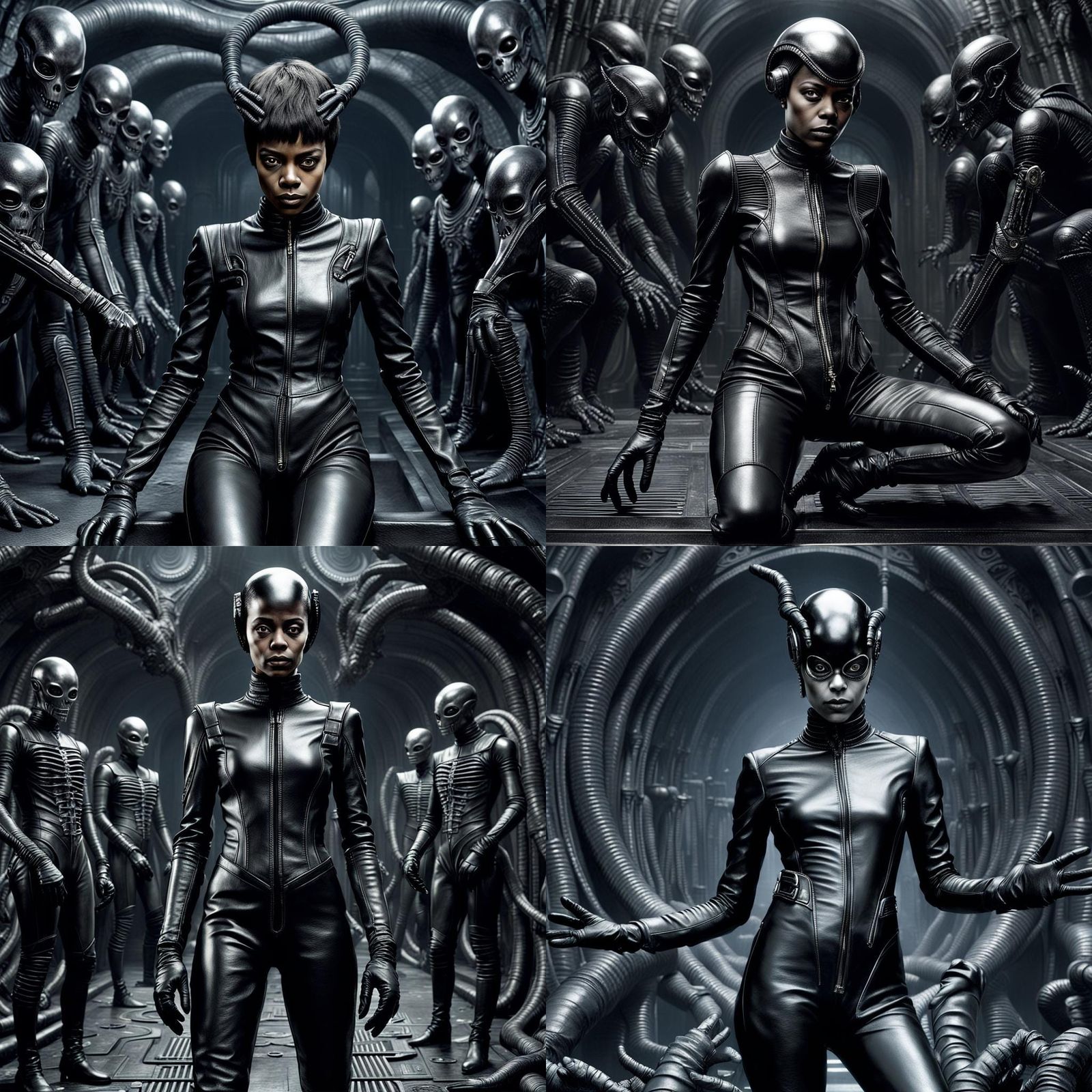 Giger-Inspired Leather-Clad Queen in Alien World