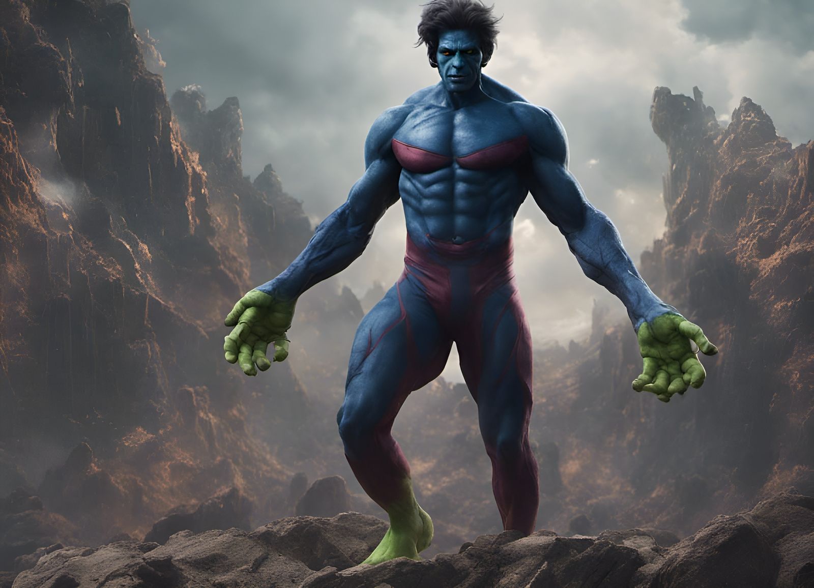 Nightcrawler as the Hulk: Detailed Matte Painting