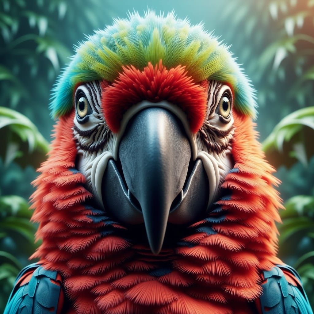 Exotic Parrot Head in Super-realistic Detail