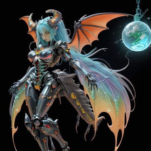 Robot Dragon Girl with Rainbow Slime Body