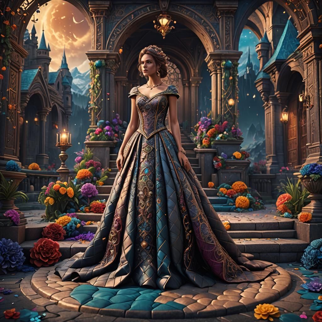 Quilted Prom Concept Art in Deep Color