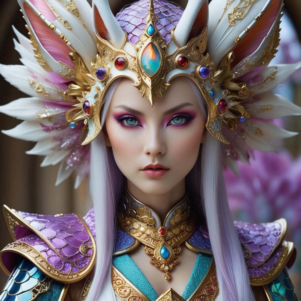 Kitsune Woman in Gaudi-Inspired Armor