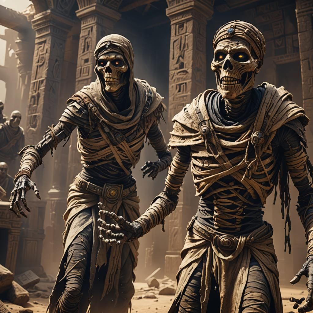 Scary Mummy Chase in Detailed Matte Painting