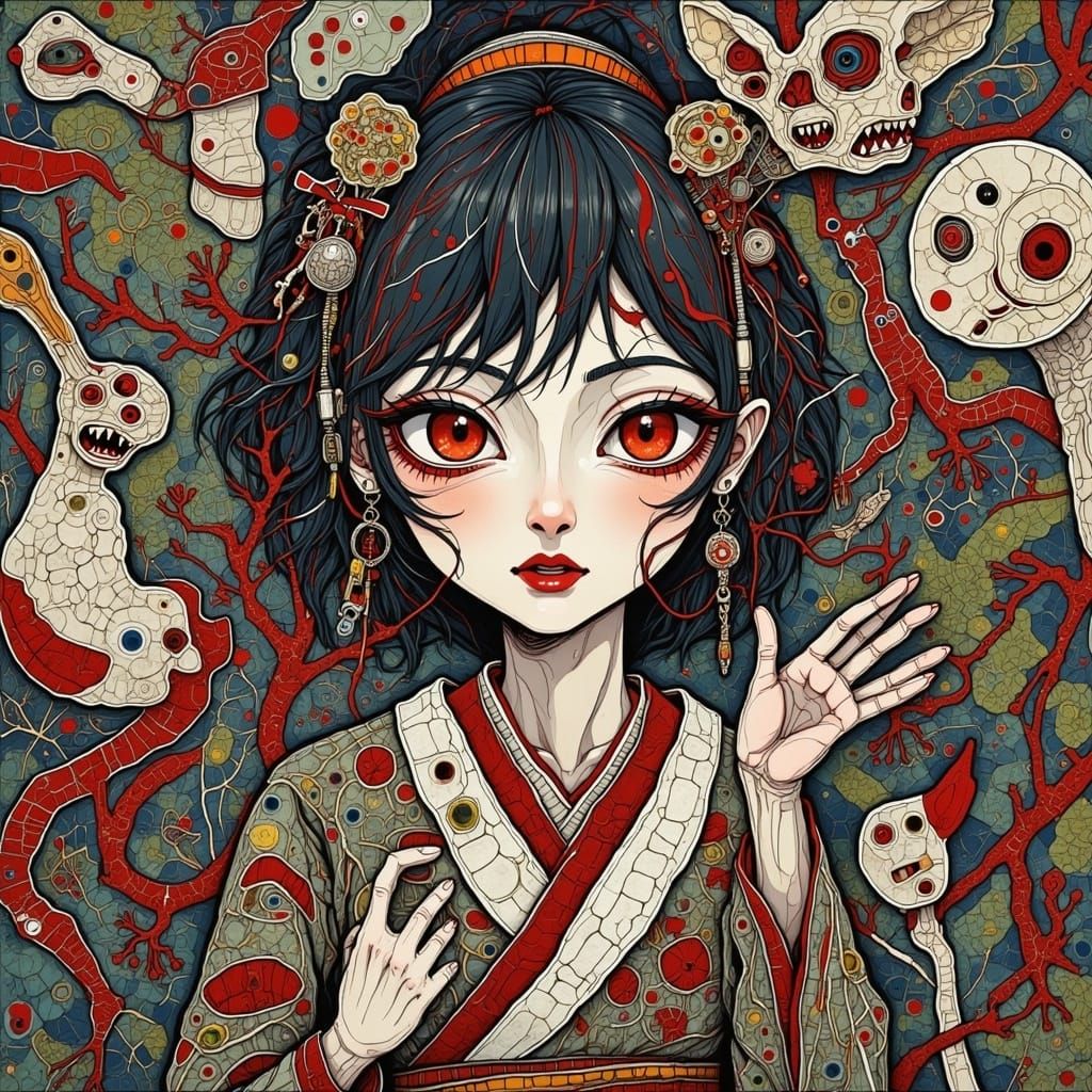 Beautiful Geisha in Anime Manga Style