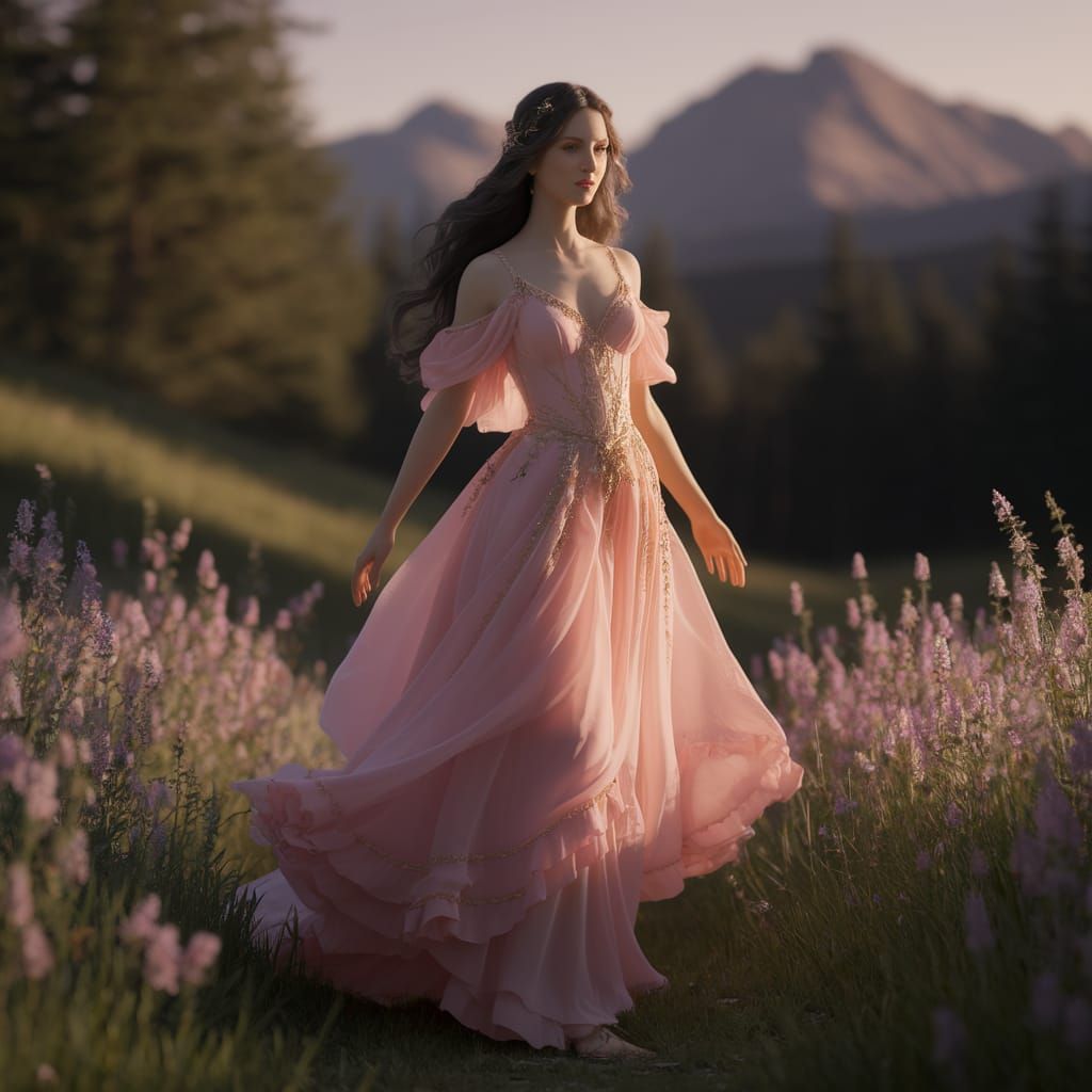 Ethereal Goddess in a Sunlit Meadow