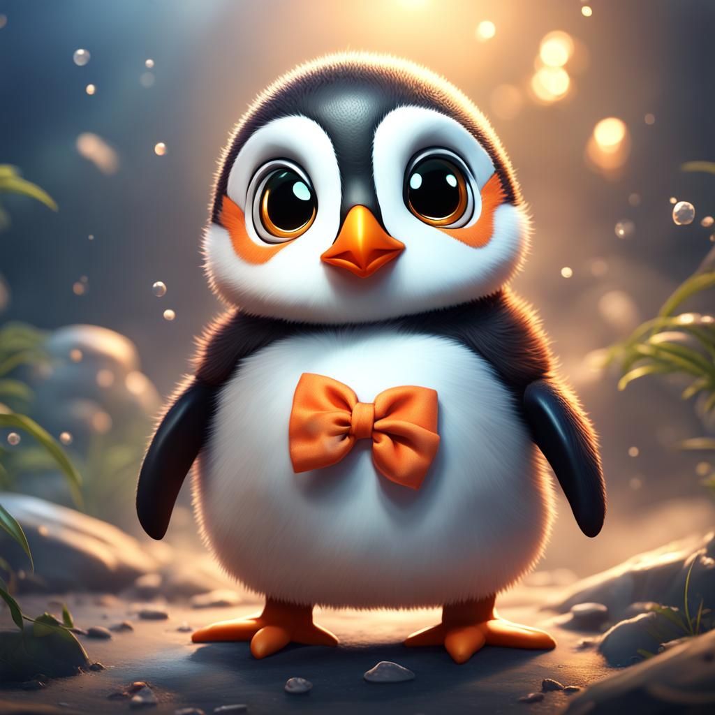 cute baby puffin penguin