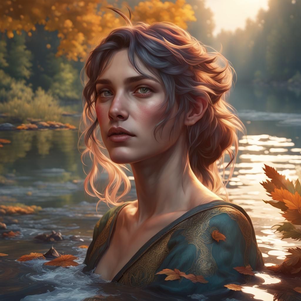 Autumn River Animal Life: Hyperdetailed Concept Art