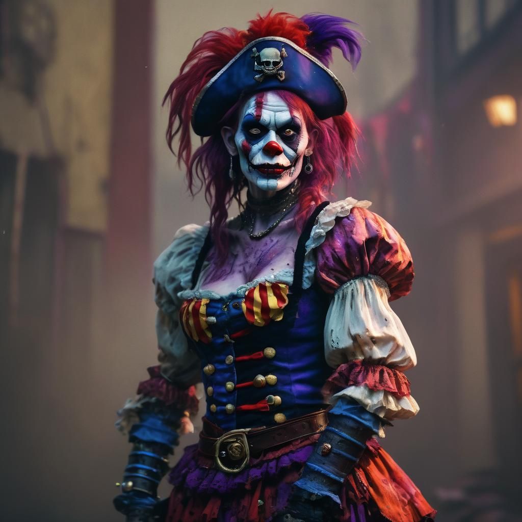 Hyperrealistic Zombie Monkey Pirate Woman Portrait