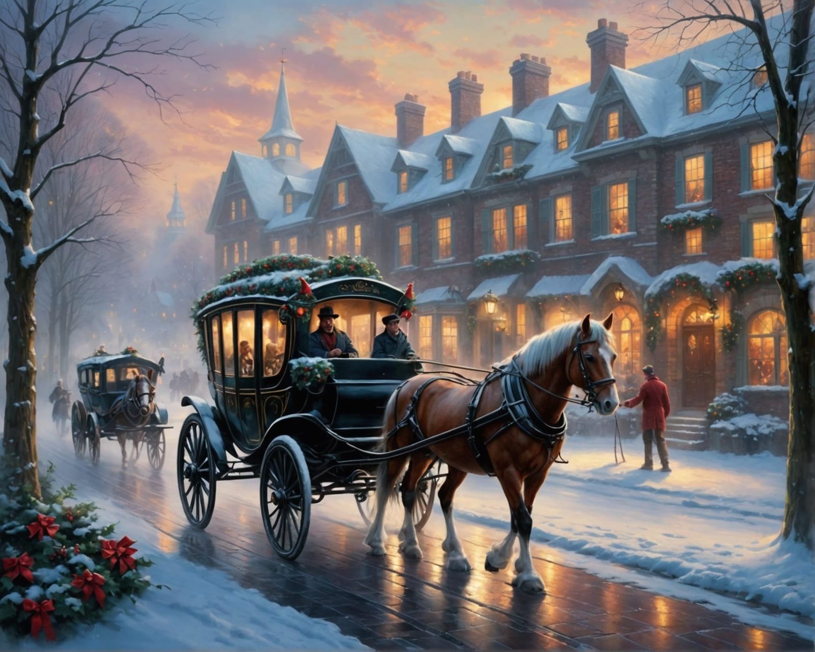 Christmas Horse and Carriage in Ethereal Fantasy Style