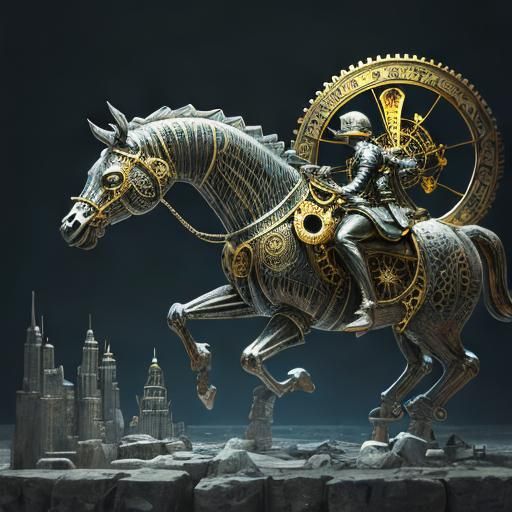 Surreal Mechanical Device in Psychedelic Landscape