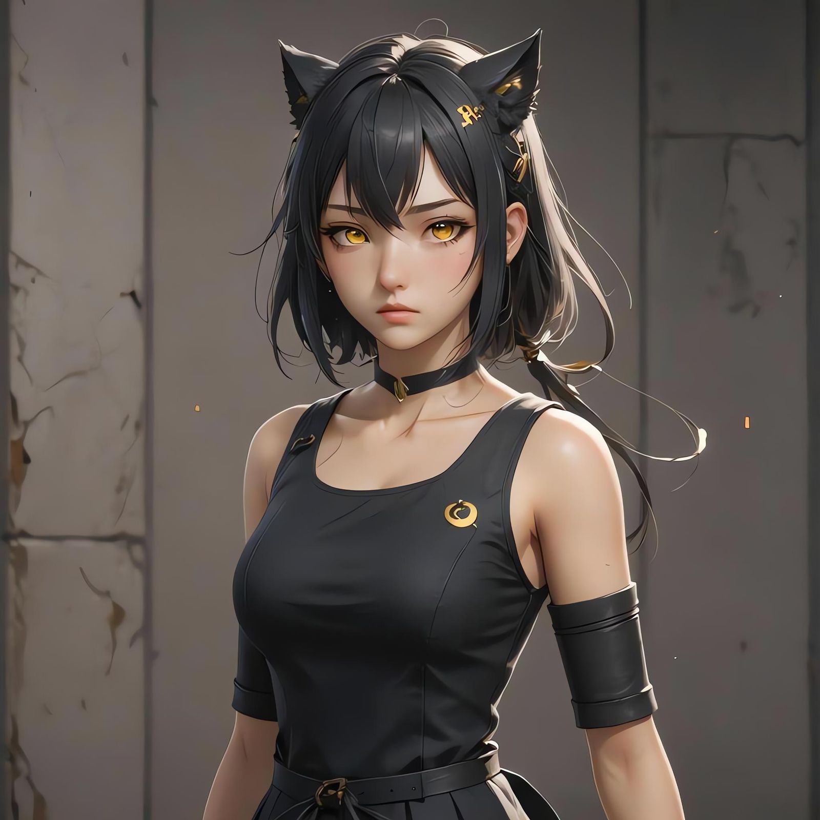 Anime Girl with Yellow Eyes in 3D Aesthetic