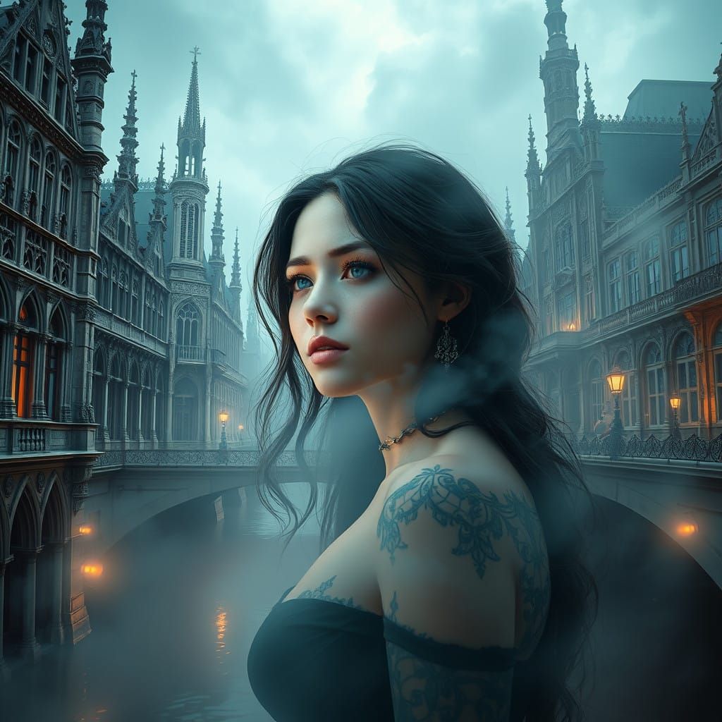 Surreal Gothic Portrait of a Woman in Brussels