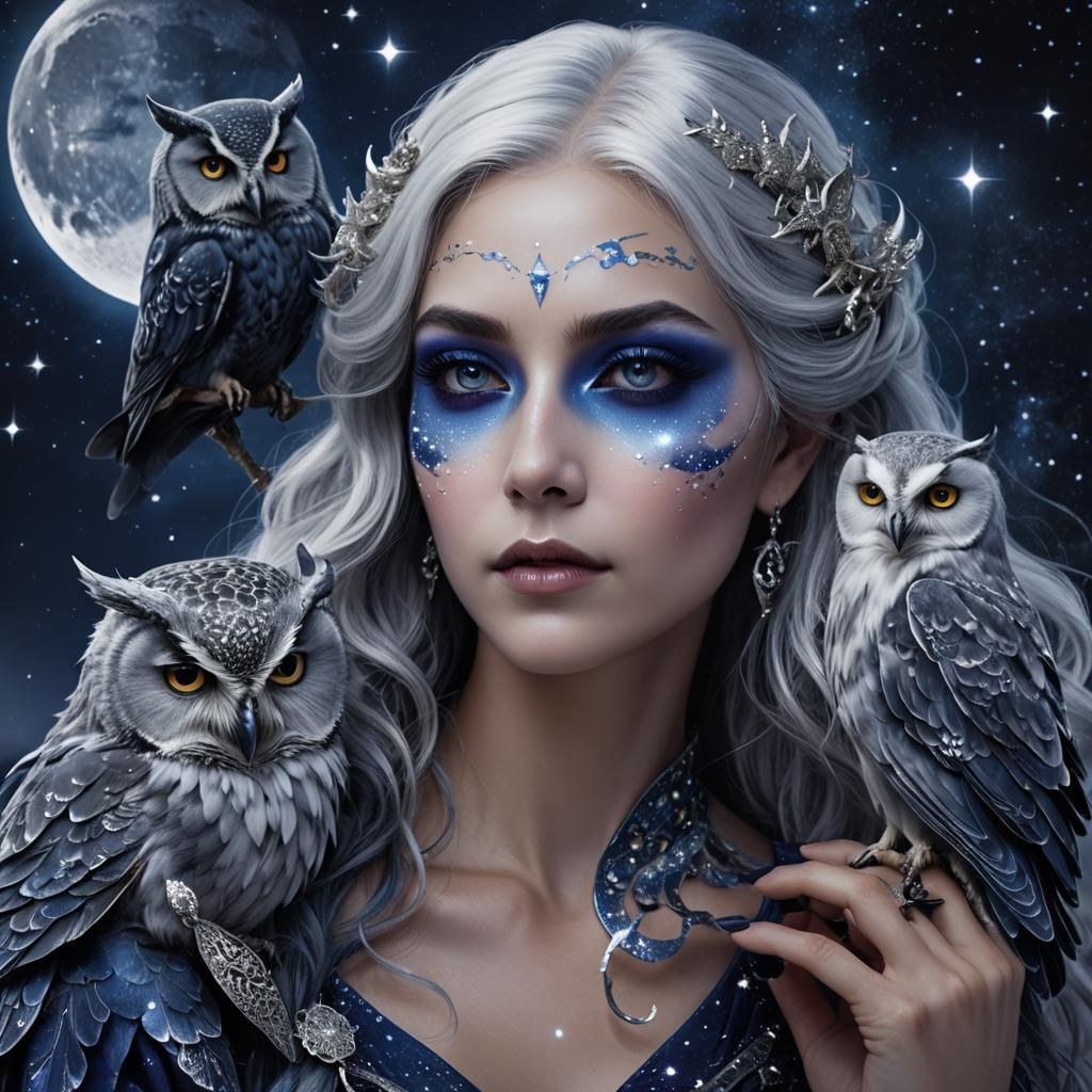 Moon Goddess Portrait in Detailed Digital Art