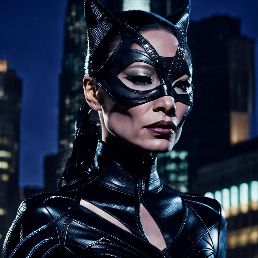 Catwoman in Gotham: A Digital Art Portrait