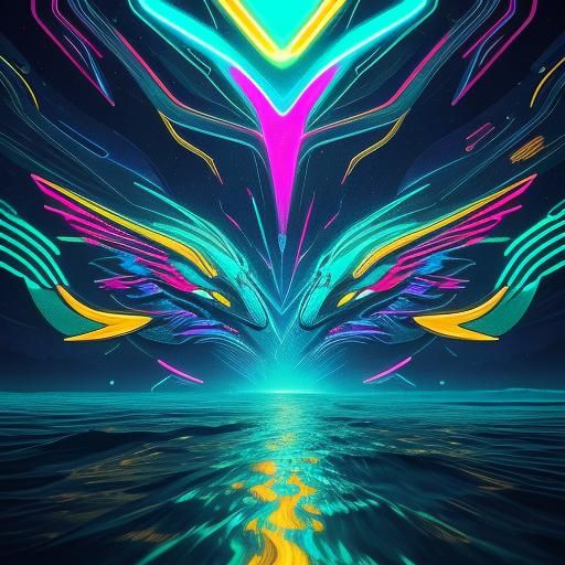 Neon Beta Fish in Synthwave Pixel Art